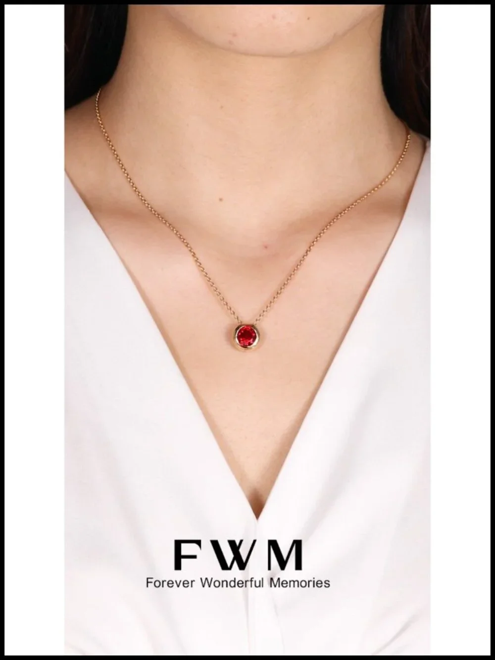 2CT Ruby Pendant Necklace, Solid 925 Sterling Silver, Adjustable 16-20
